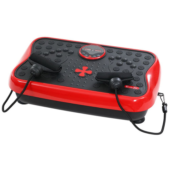 Vibration Machine Platform Vibrator With Resistance Rope Home Gym Red - Everfit Plate Exercise Fit