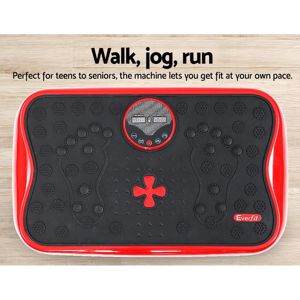 Vibration Machine Platform Vibrator With Resistance Rope Home Gym Red