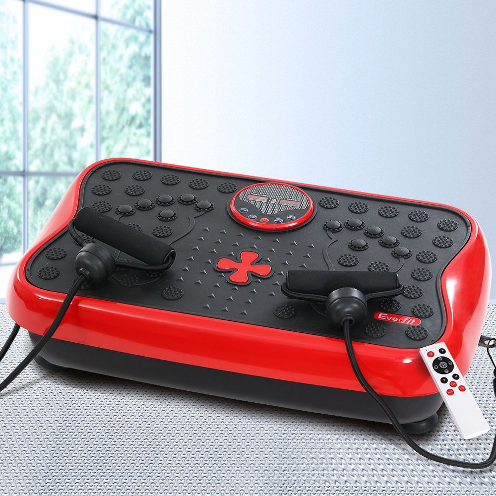 Vibration Machine Platform Vibrator With Resistance Rope Home Gym Red