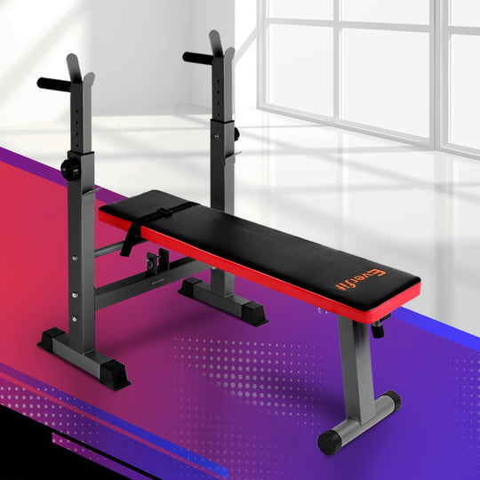 Weight Bench with Squat Rack & Bench Press Home Gym Equipment 200kg Capacity - Everfit Multi Station Fitness