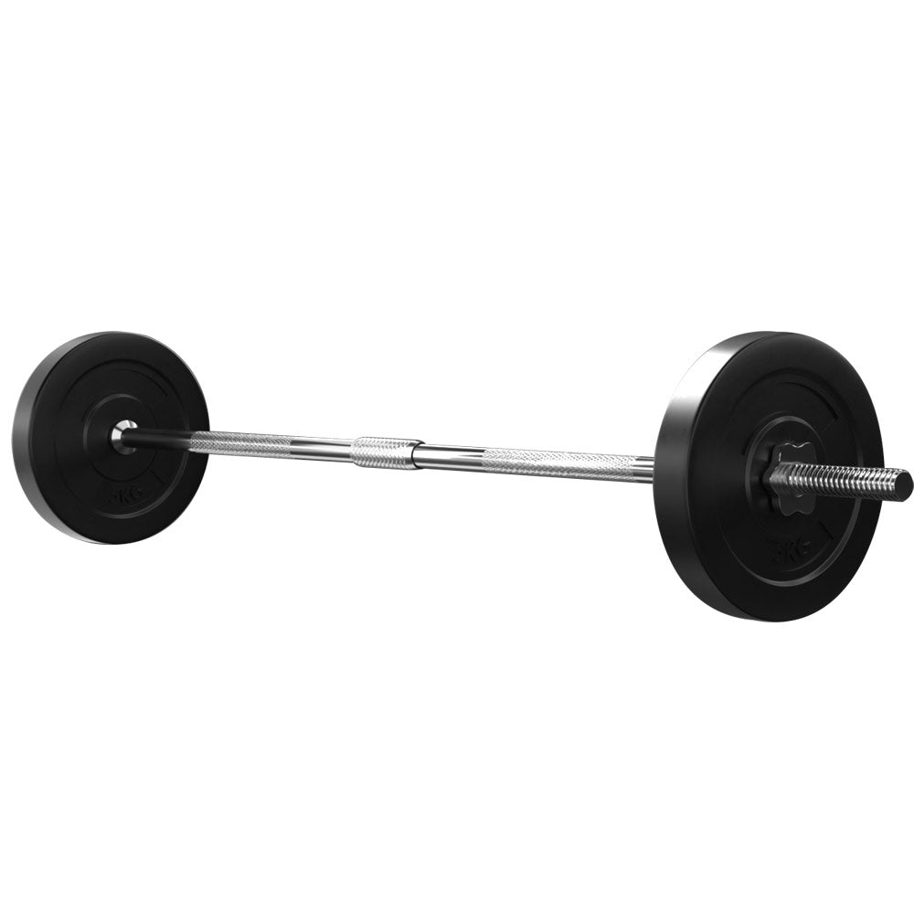 18Kg Barbell Set Weight Plates Bar Lifting Bench 168Cm