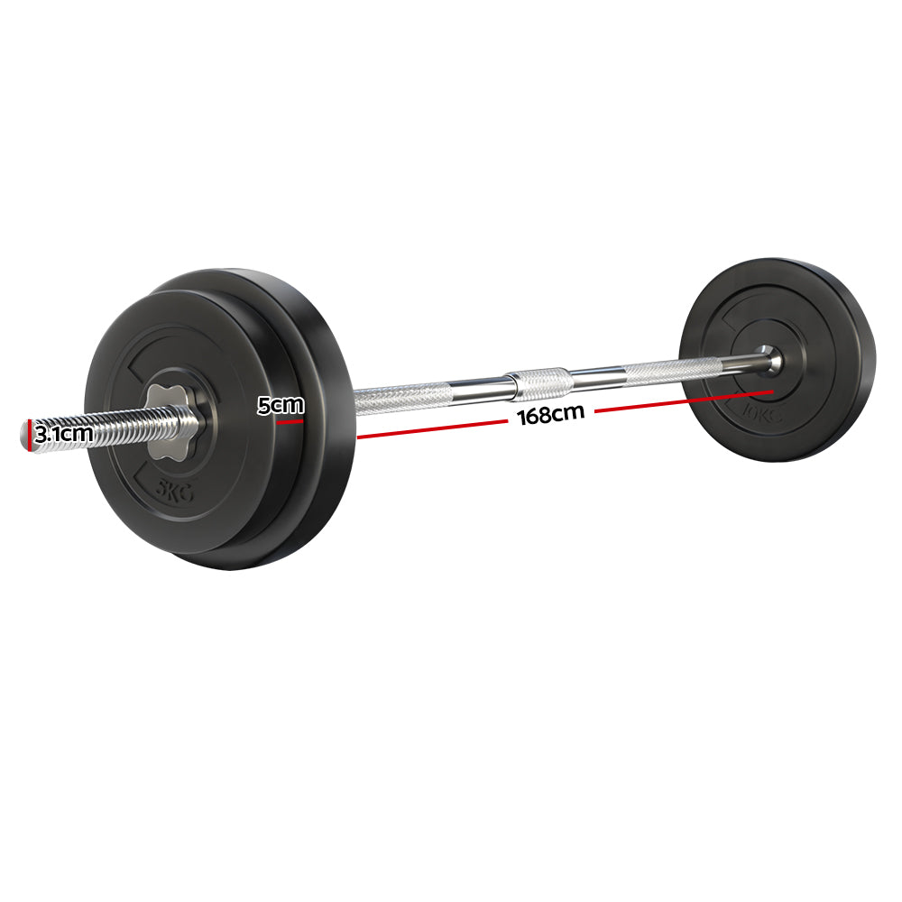 38Kg Barbell Set Weight Plates Bar Lifting Bench 168Cm