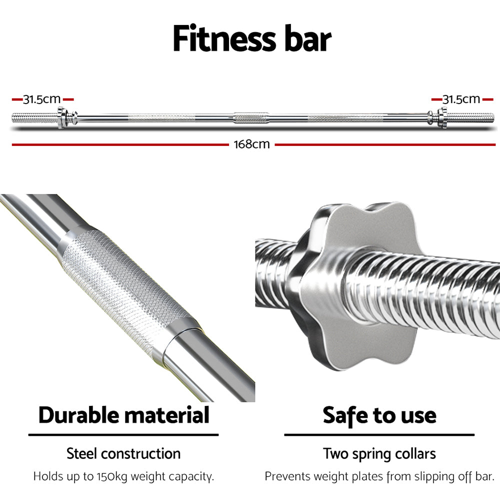 88Kg Barbell Set Weight Plates Bar Lifting Bench 168Cm