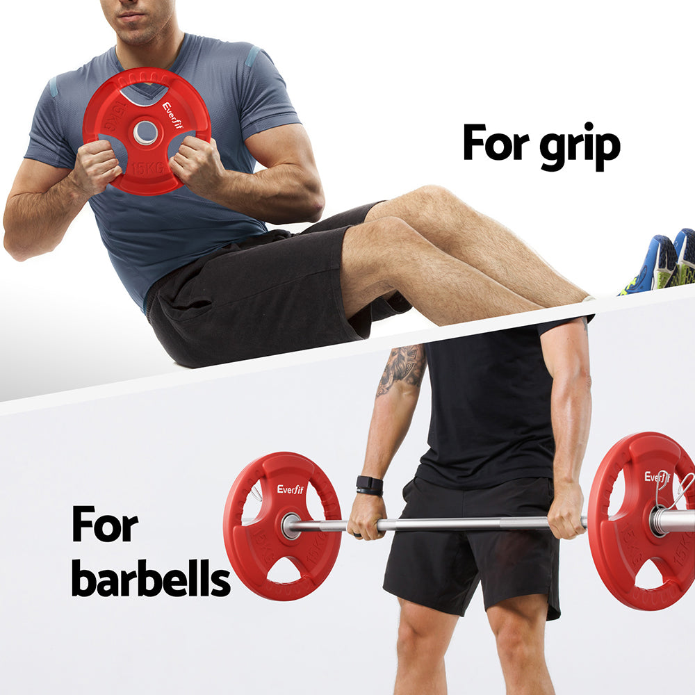 15kg Weight Plates - Standard Dumbbell Barbell Red