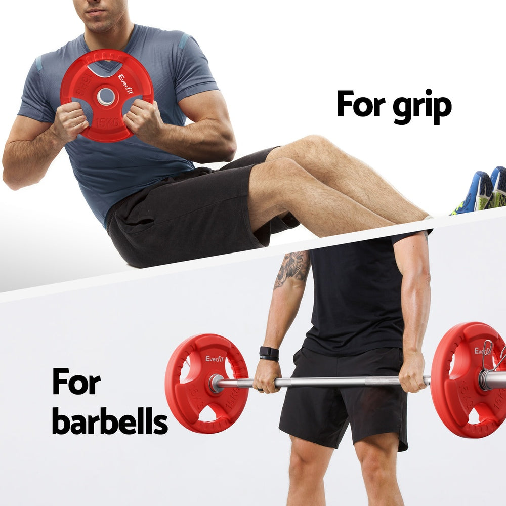 Durable Red 15kg Weight Plates for Home Gym