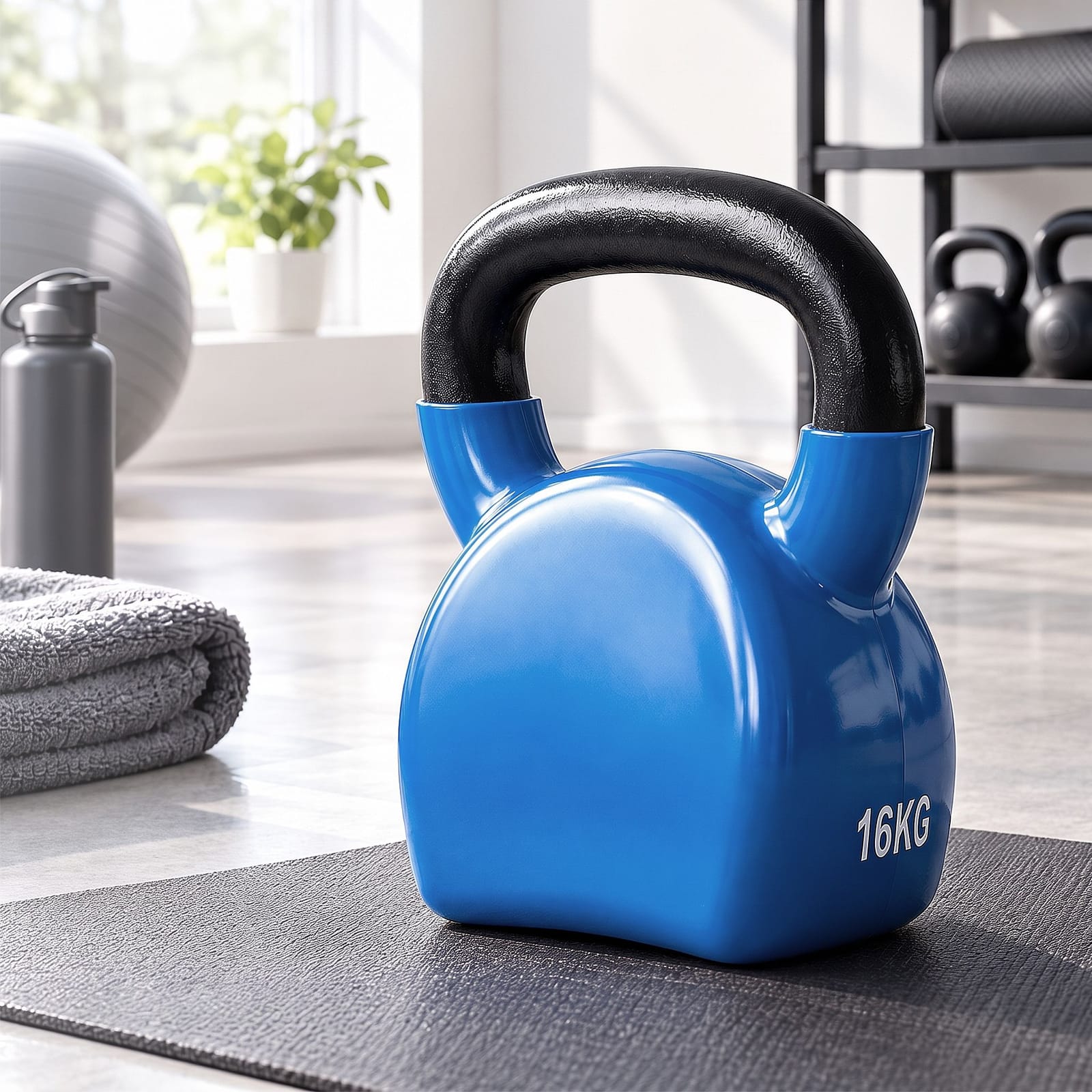 Kettlebell Weight Cast Iron Blue 21x12x27cm