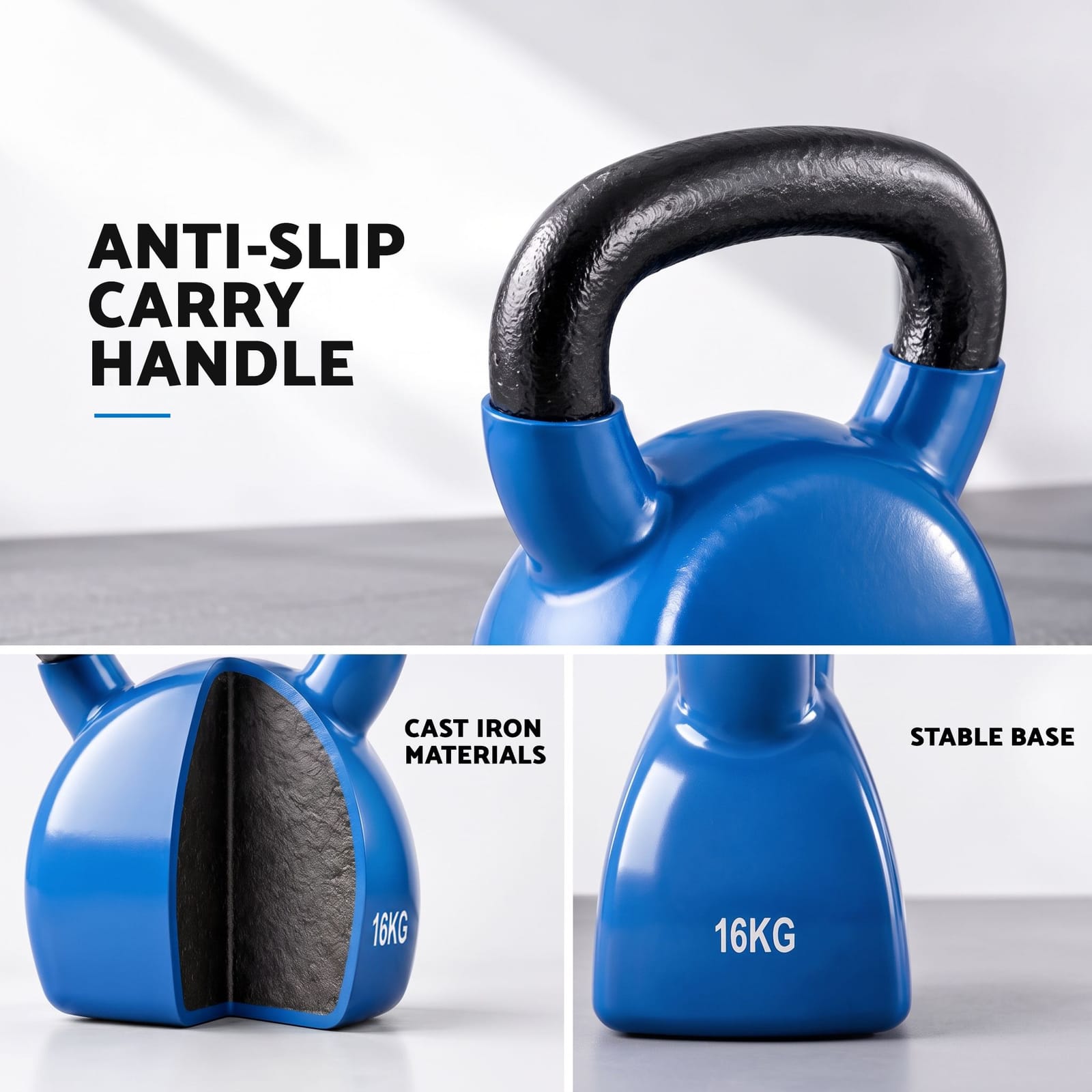 Kettlebell Weight Cast Iron Blue 21x12x27cm