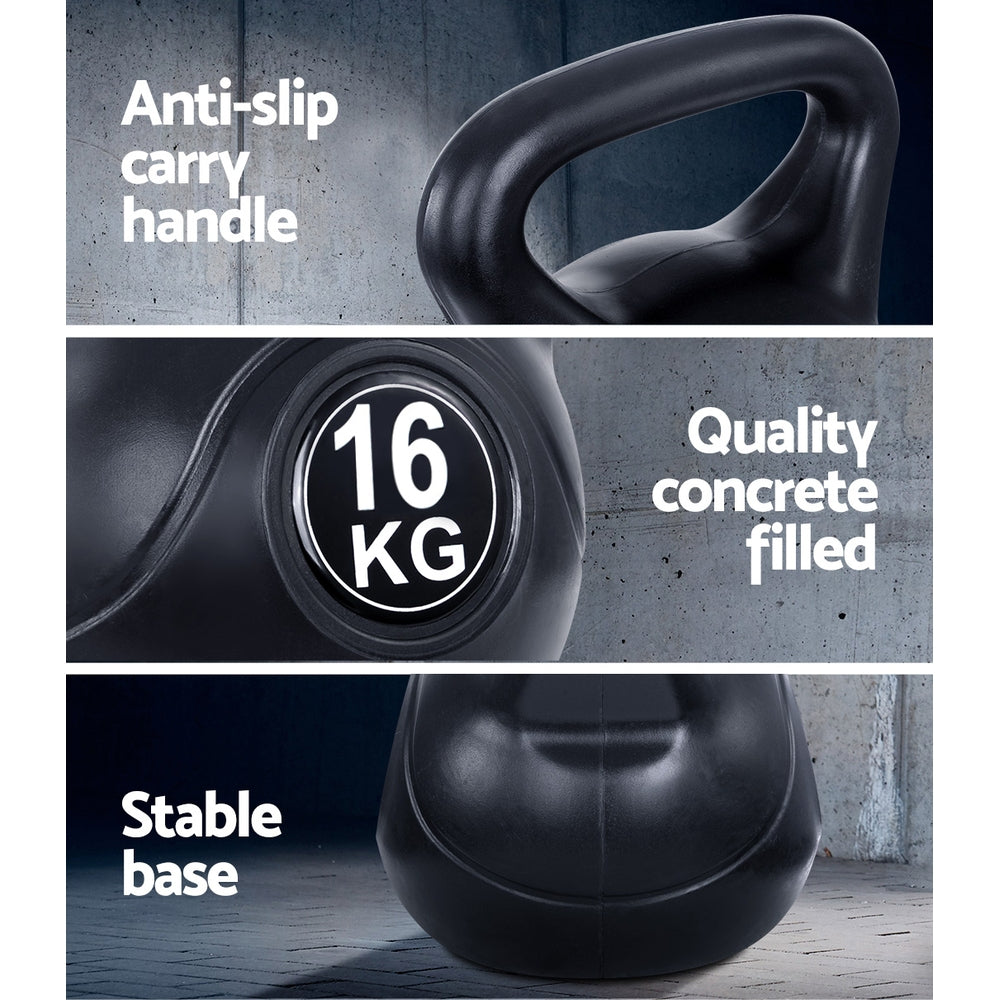 16Kg Kettlebell Set Weight Lifting Bench Dumbbells Kettle Bell