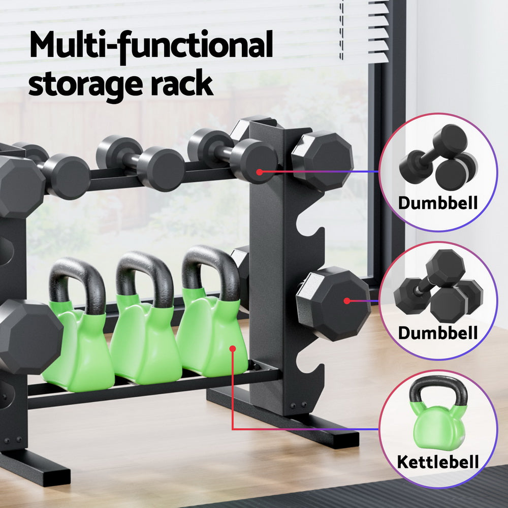 Dumbbells Rack Dumbbell Kettlebell Stand Home Gym Storage 200kg Capacity