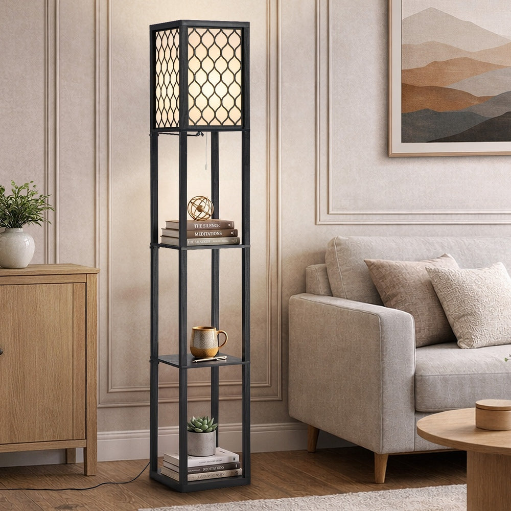 Floor Lamp Metal Fabric Shade 26x26x160cm