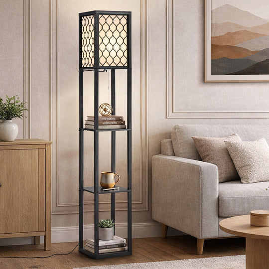 Floor Lamp Metal Fabric Shade 26x26x160cm