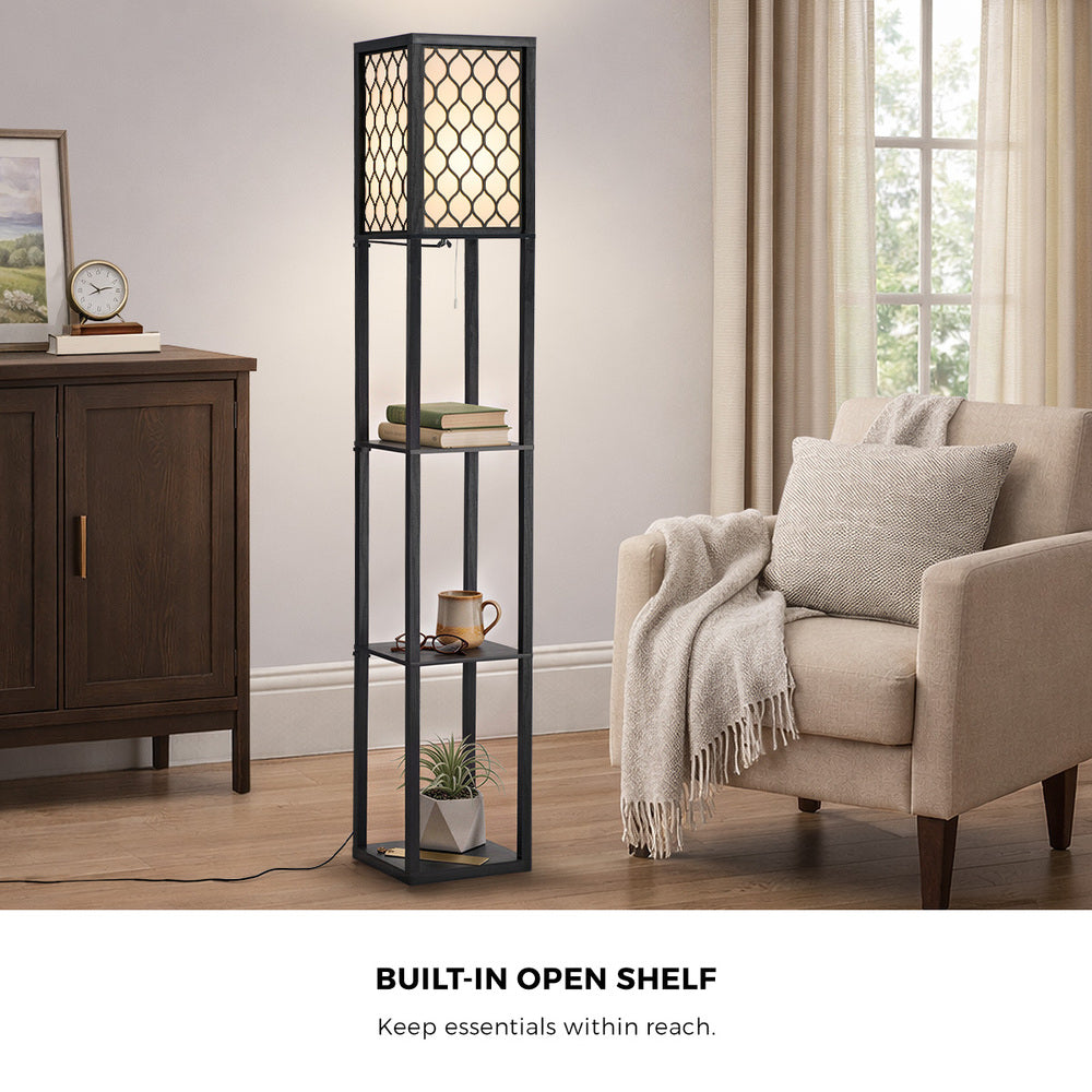 Floor Lamp Metal Fabric Shade 26x26x160cm