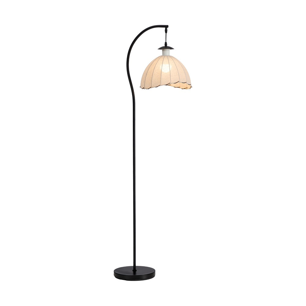 Retro Floor Lamp Standing Light Fabric Shade Metal Frame Home Decor