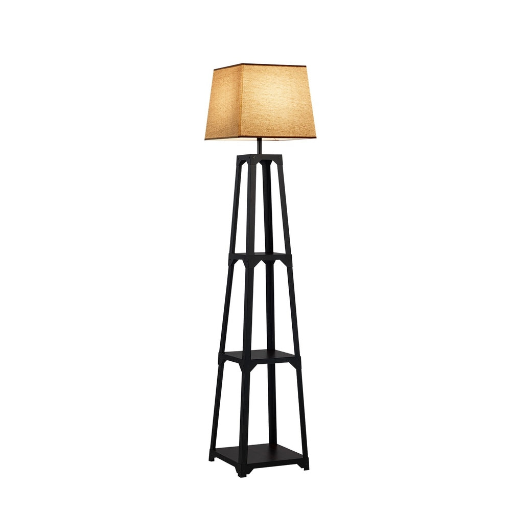 Floor Lamp With Fabric Shade Reading Light And Display Shelf Home Decor