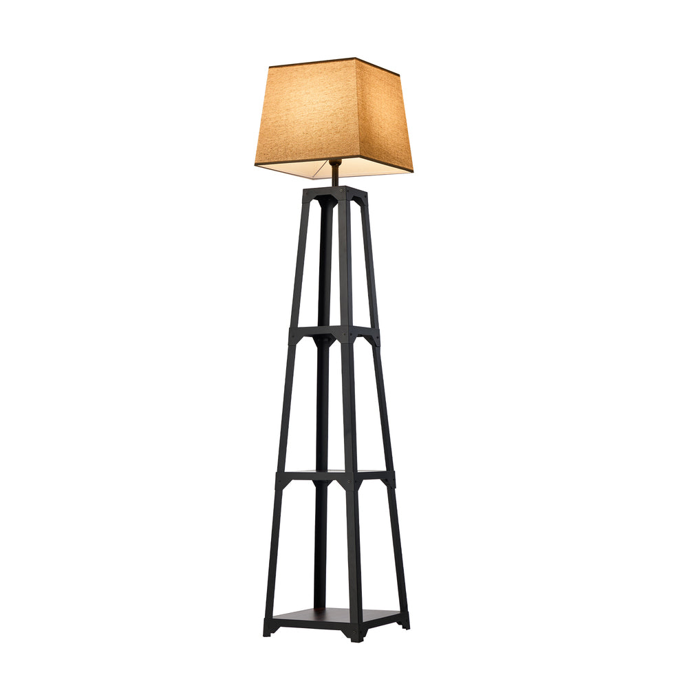 Floor Lamp With Fabric Shade Reading Light And Display Shelf Home Decor