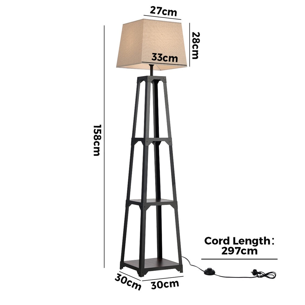 Floor Lamp With Fabric Shade Reading Light And Display Shelf Home Decor