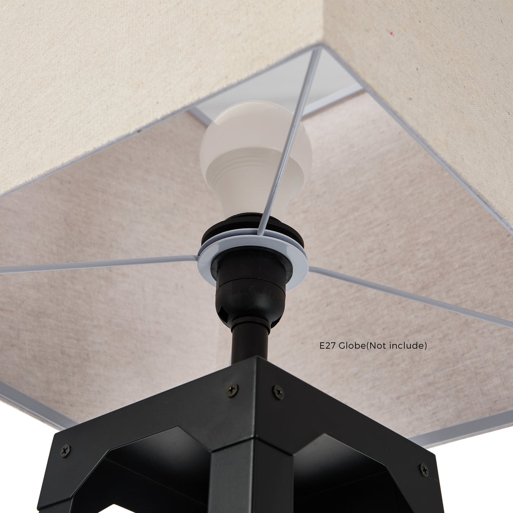 Floor Lamp With Fabric Shade Reading Light And Display Shelf Home Decor