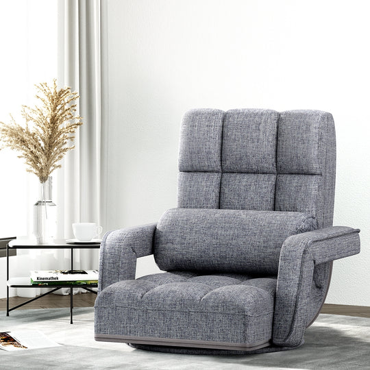 Floor Lounge Sofa Bed Swivel Grey Recliner Chair