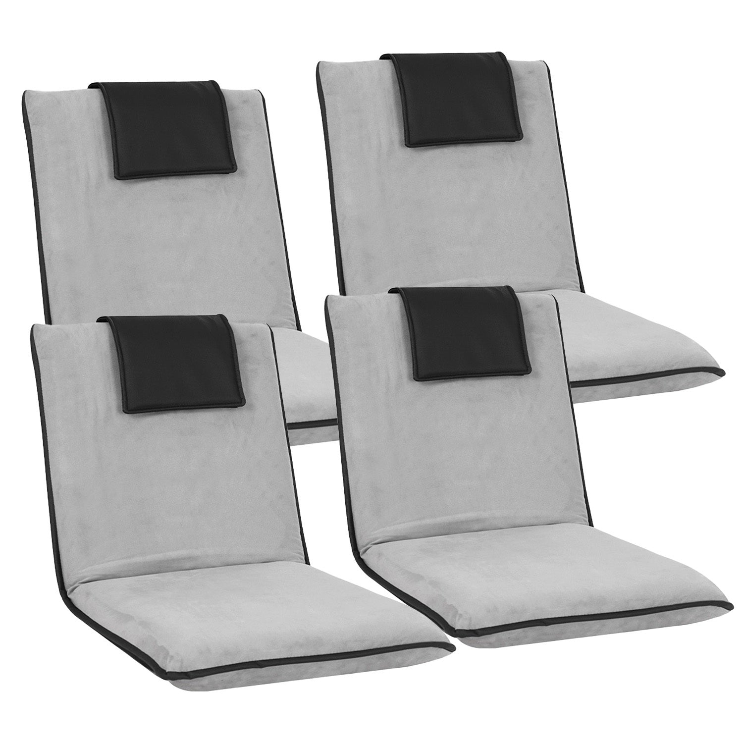 4X Floor Lounge Sofa Bed Floor Cushion Velvet Grey | Grey colour