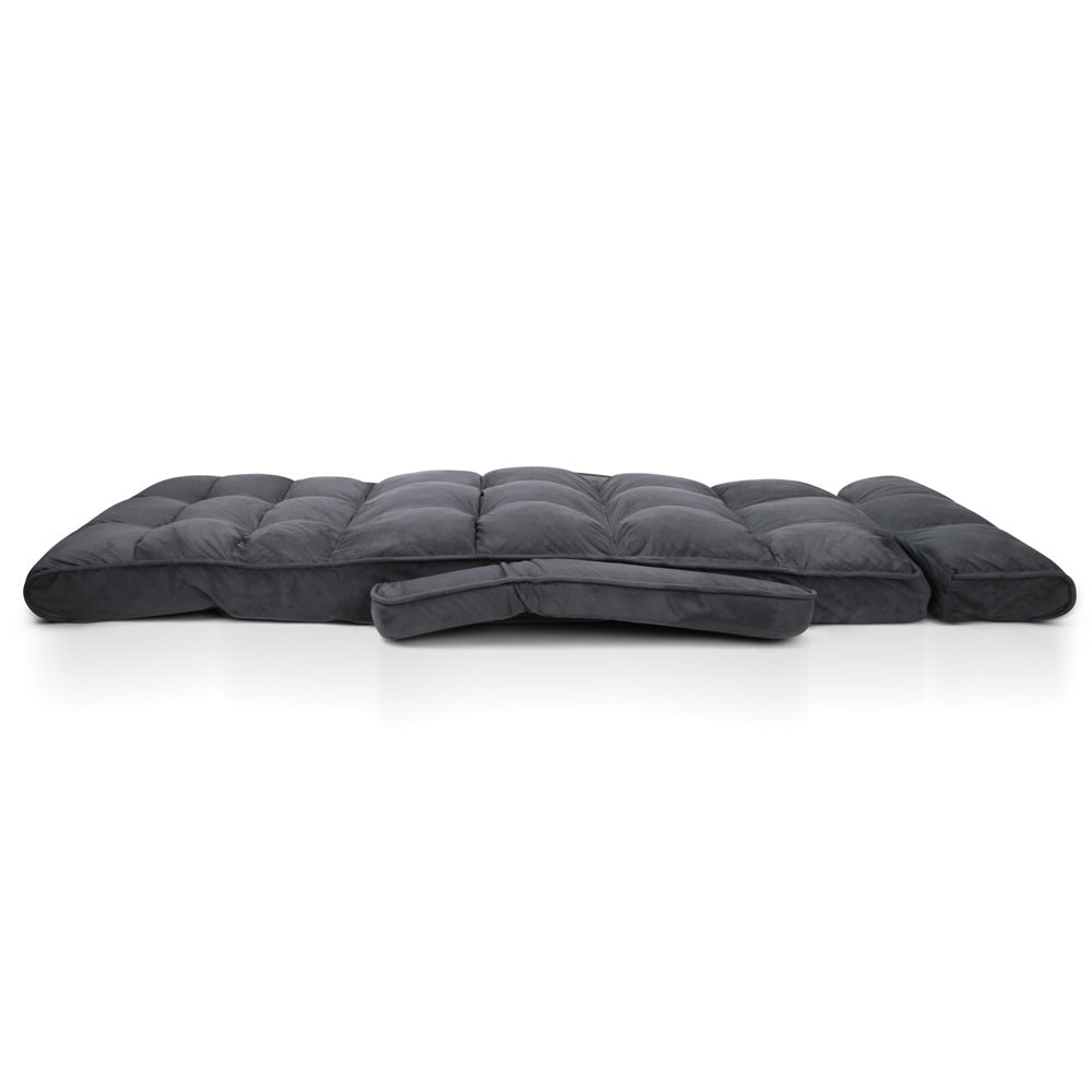Floor Lounge Sofa With Armrest Flocking Fabric Charcoal | Charcoal colour