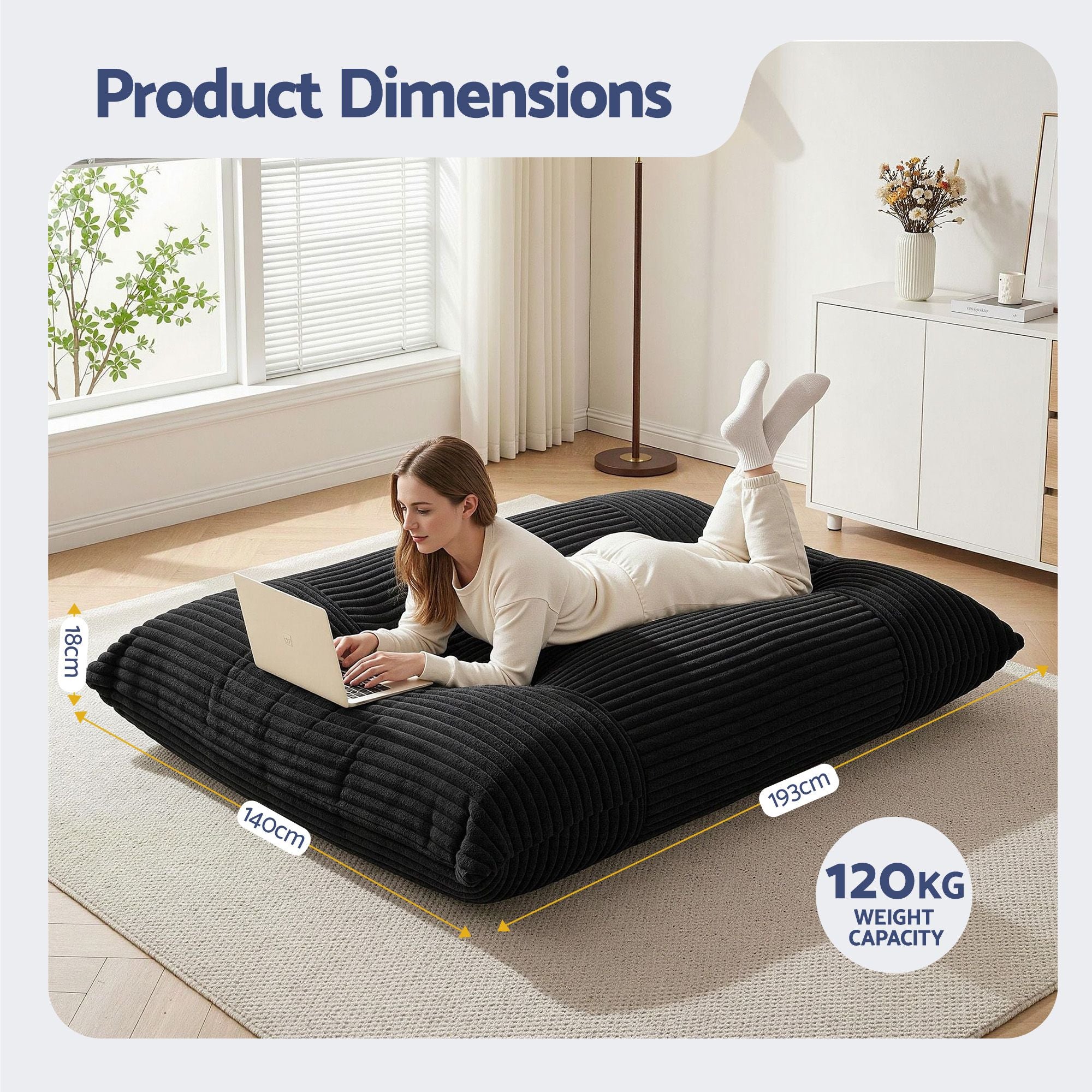3-in-1 Convertible Bean Bag Floor Chair | Simpledeals