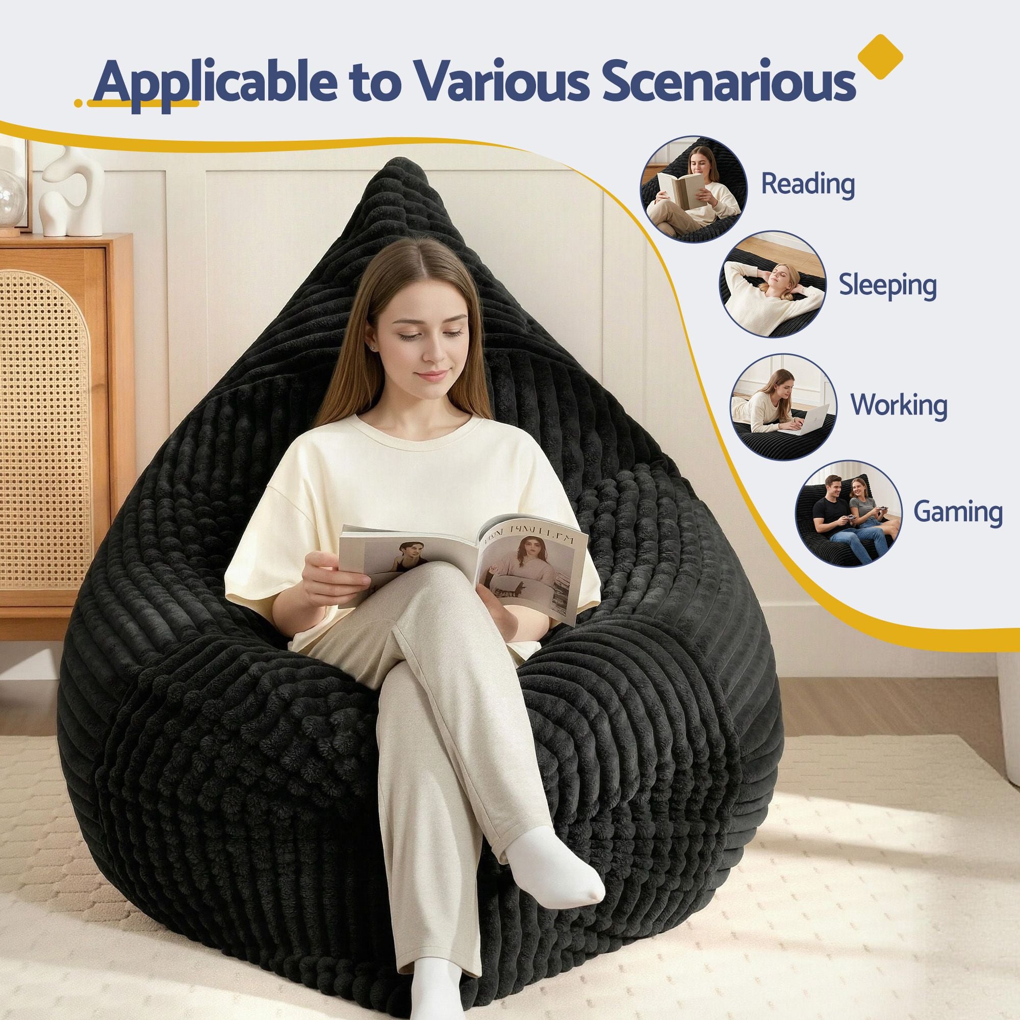 3-in-1 Convertible Bean Bag Floor Chair | Simpledeals