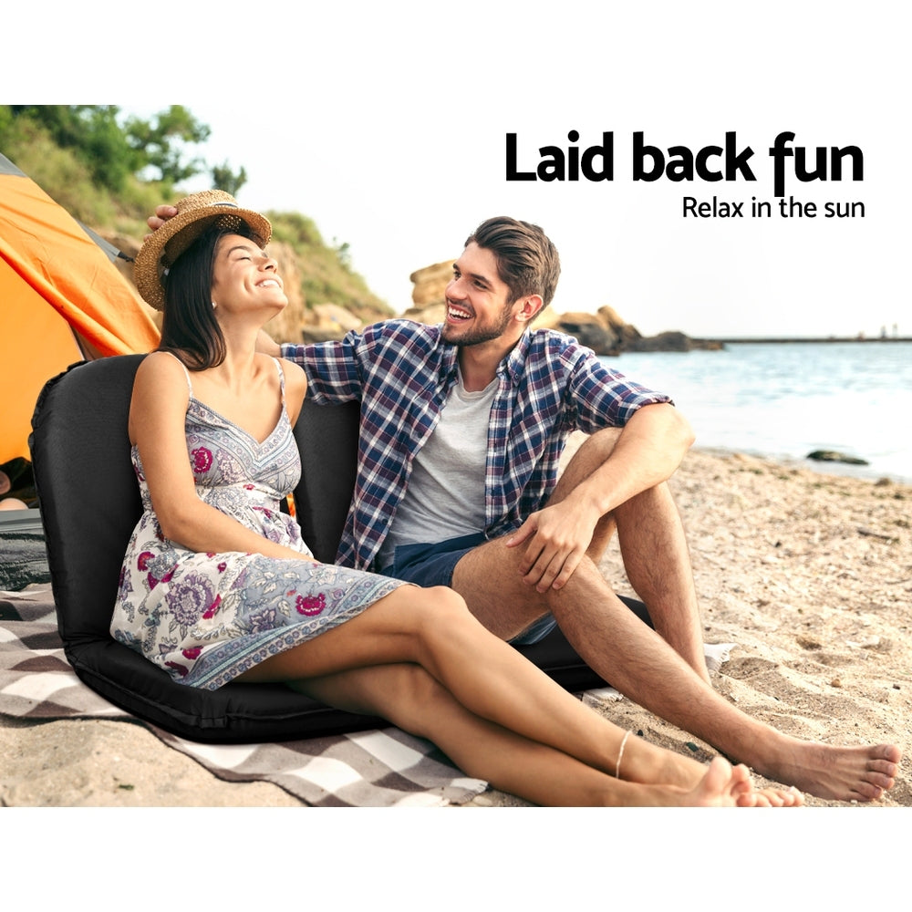 Floor Lounge Sofa Chair Foldable Camping Adjustable Recliner Black