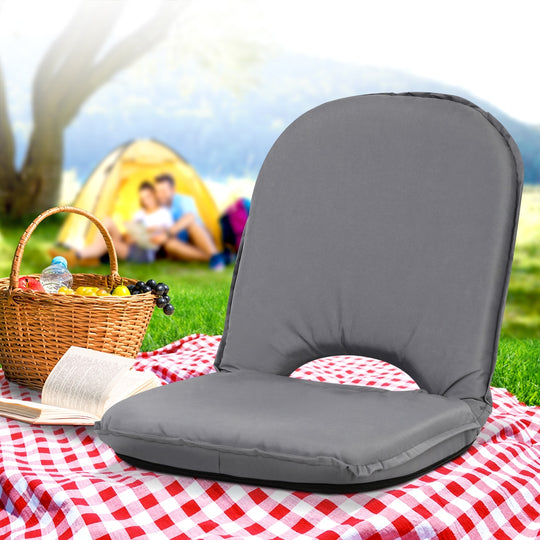 Floor Lounge Sofa Camping Chair Grey - Artiss Portable Recliner Beach