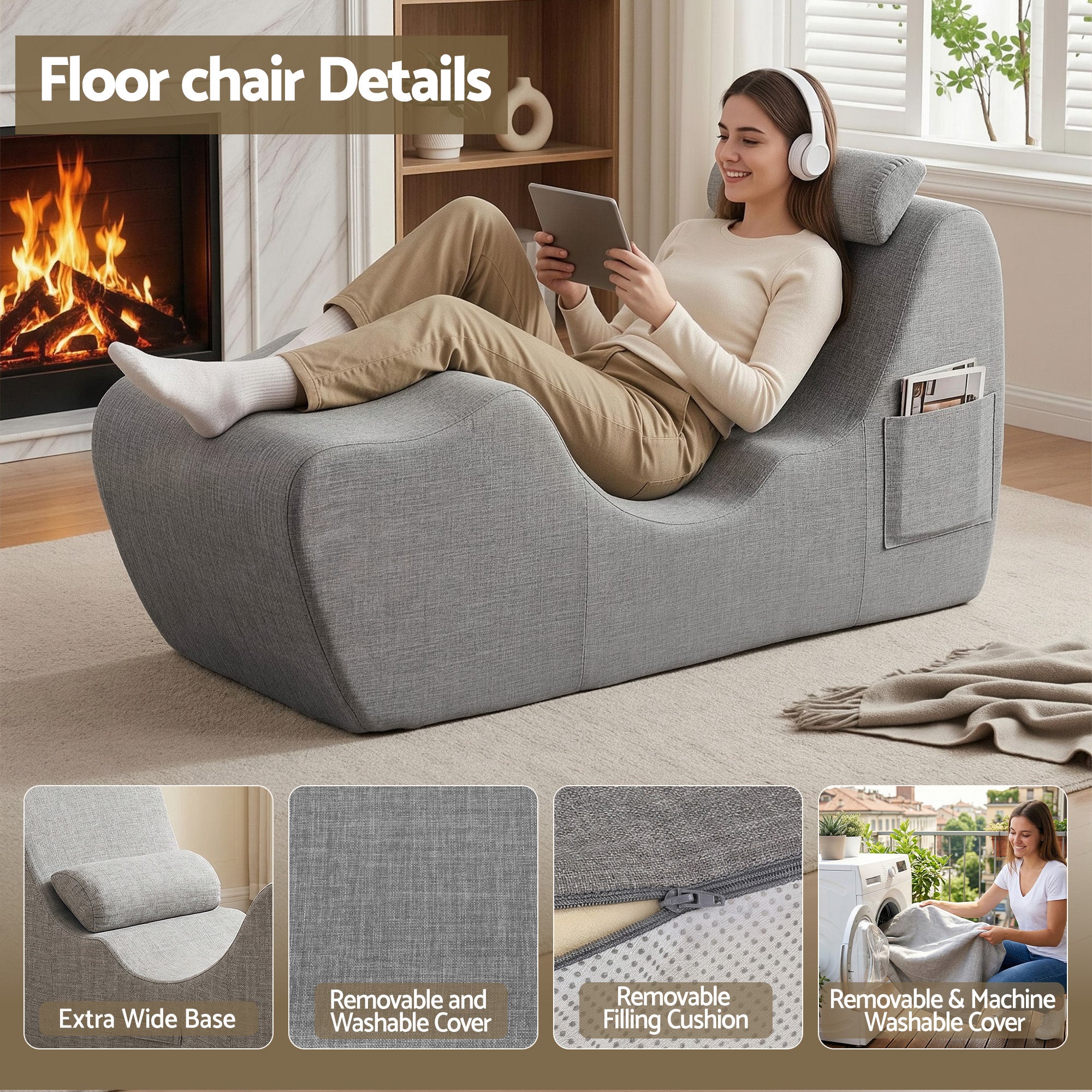S-Curve Floor Lounger Ergonomic Chaise Chair | Simpledeals