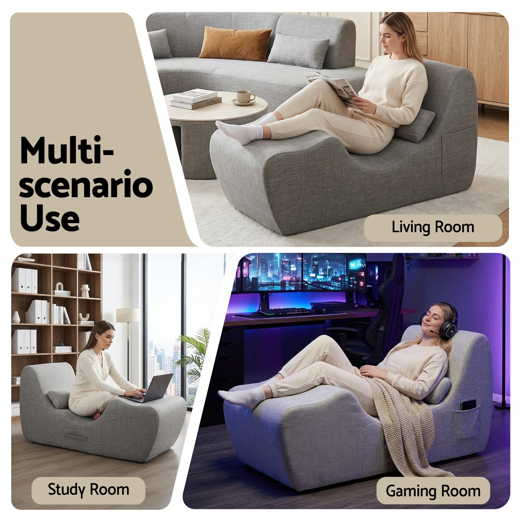 S-Curve Floor Lounger Ergonomic Chaise Chair | Simpledeals