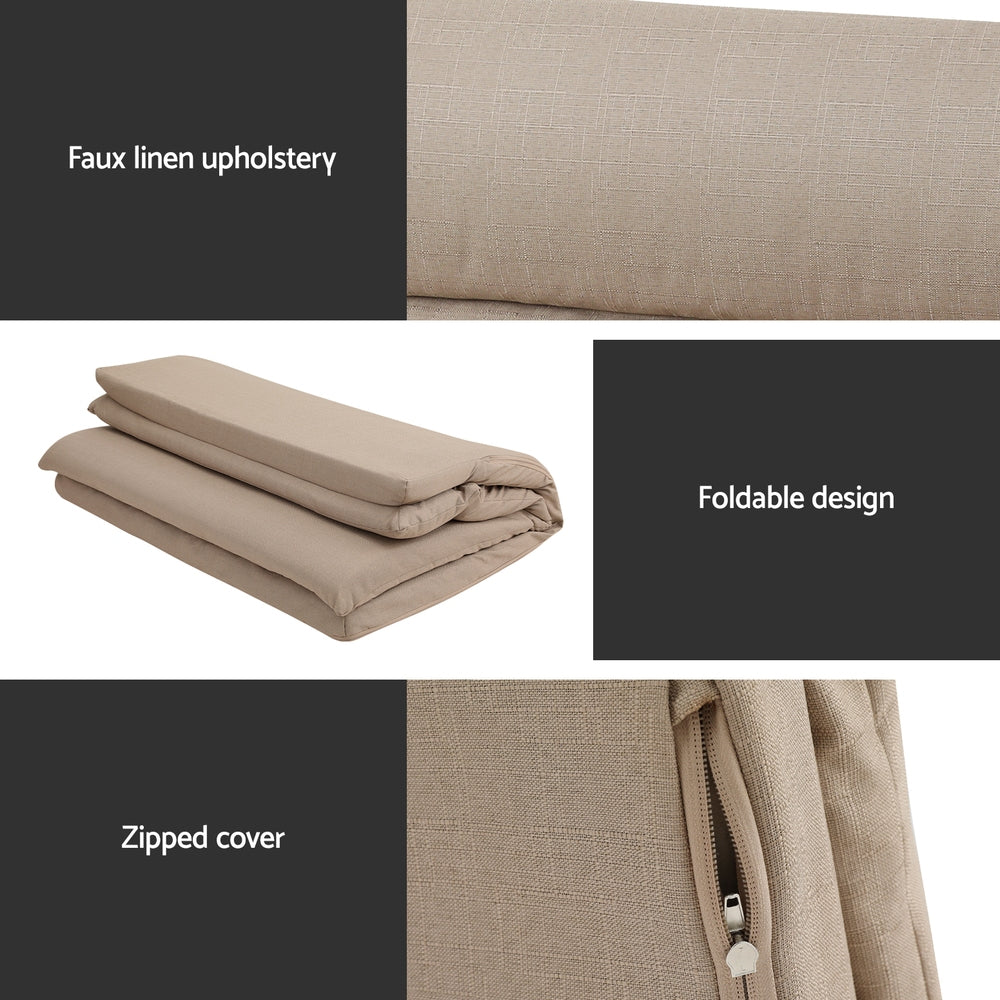 Floor Lounge Sofa Bed 1 Seater Linen Beige
