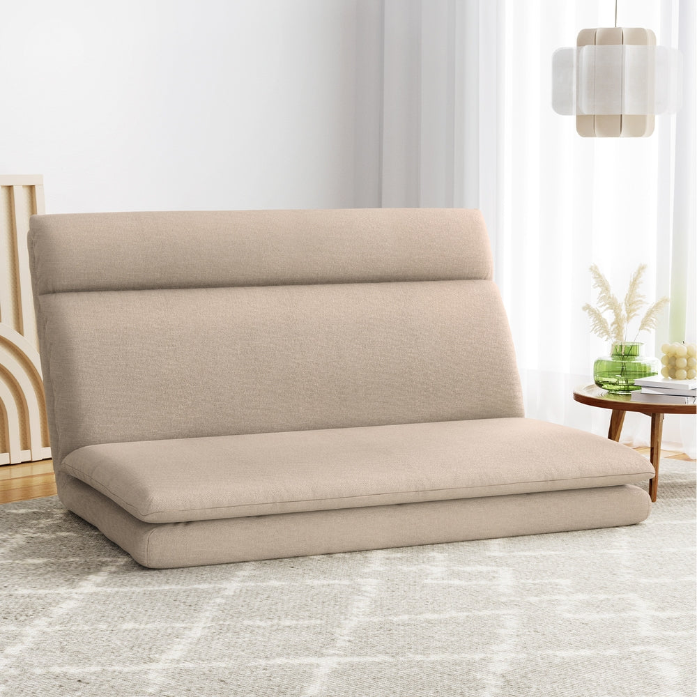 Floor Lounge Sofa Bed 1 Seater Linen Beige