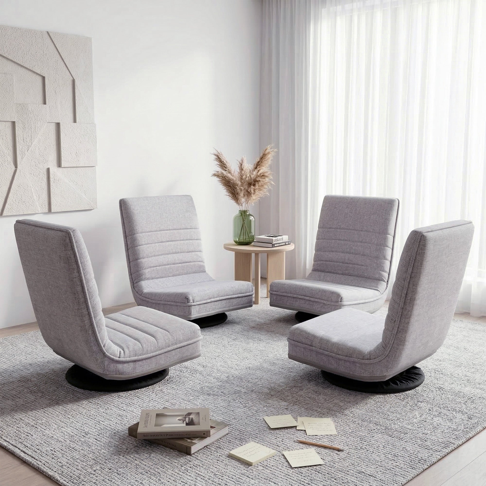 Floor Chairs 4 Pack Swivel Foldable Lounge Seat | Simpledeals