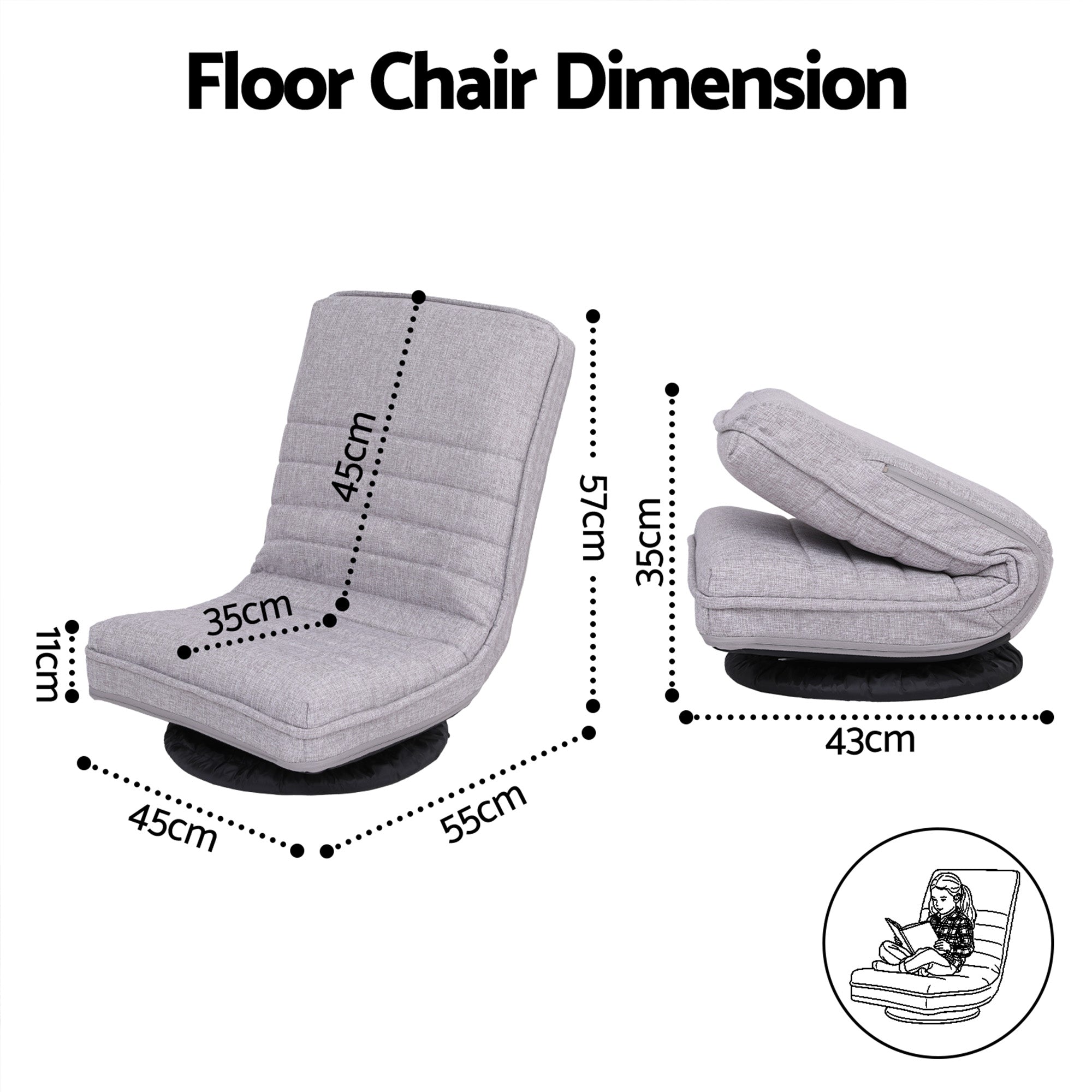 Floor Chairs 4 Pack Swivel Foldable Lounge Seat | Simpledeals