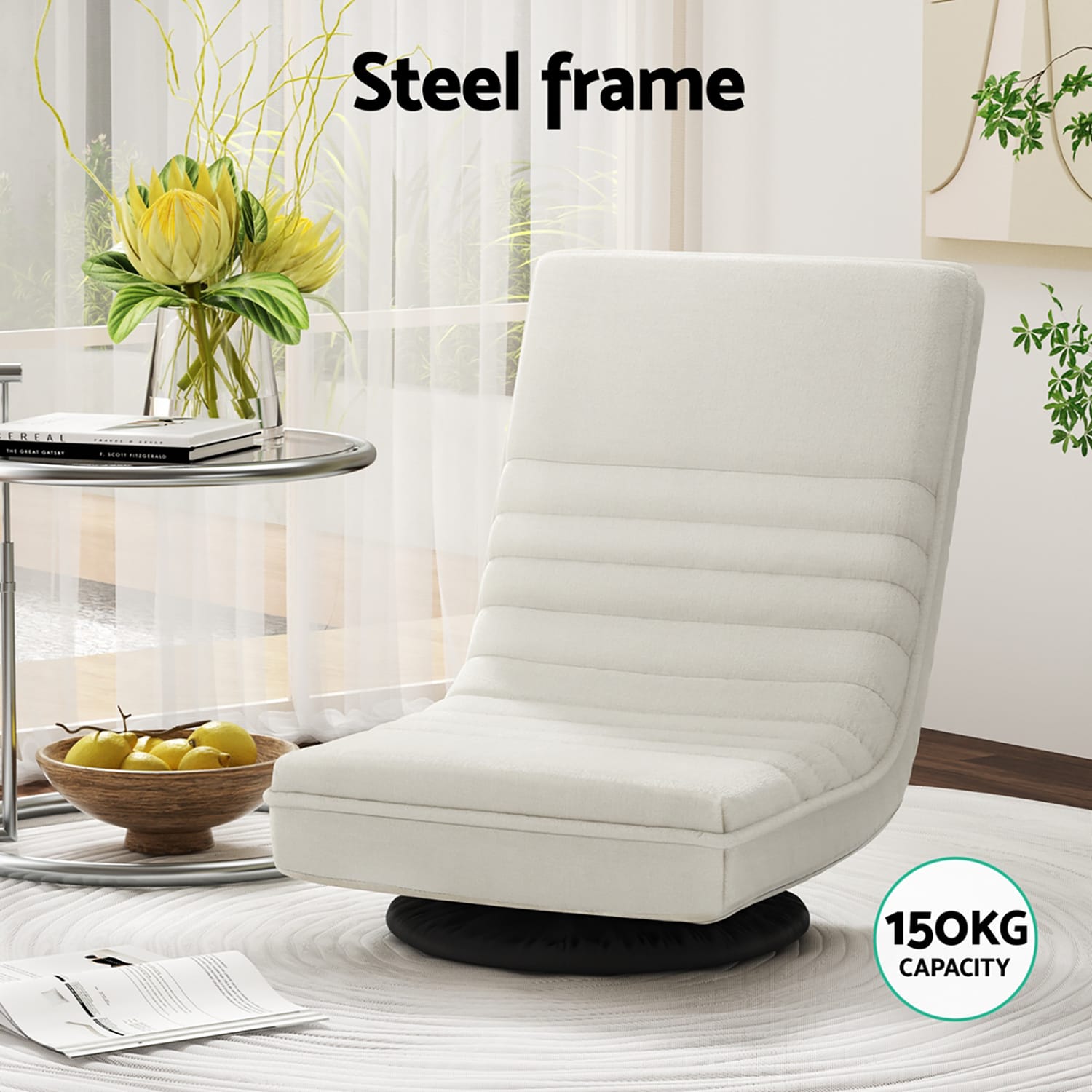 White sofa 45x55x57cm, in room setting