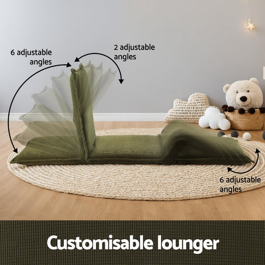 Modern Green Foldable Floor Lounge Sofa Bed Adjustable Comfortable Seating | Green colour