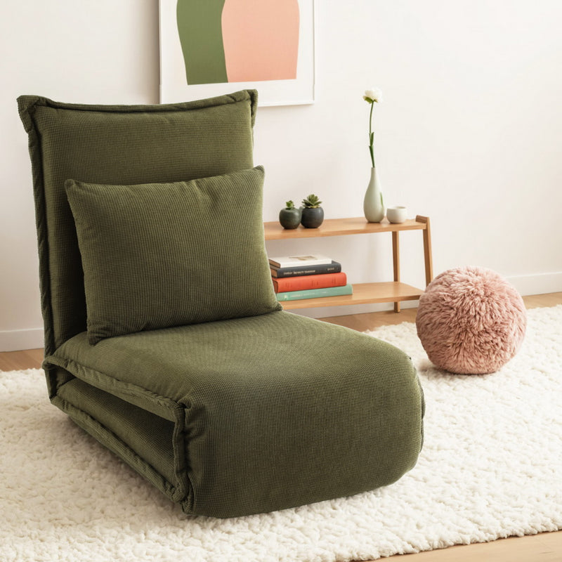 Modern Green Foldable Floor Lounge Sofa Bed Adjustable Comfortable Seating