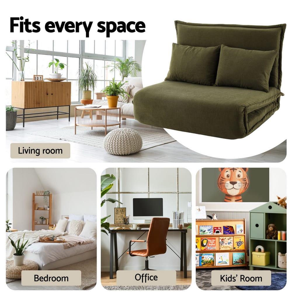 Foldable Lounge Sofa Green 95x73x63cm