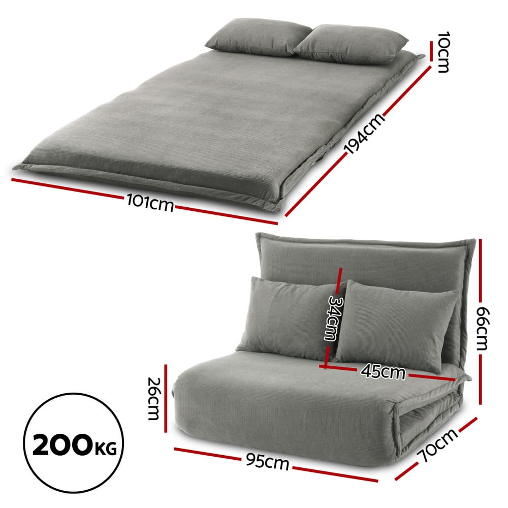 Grey sofa bed 95x73x63cm, rear view