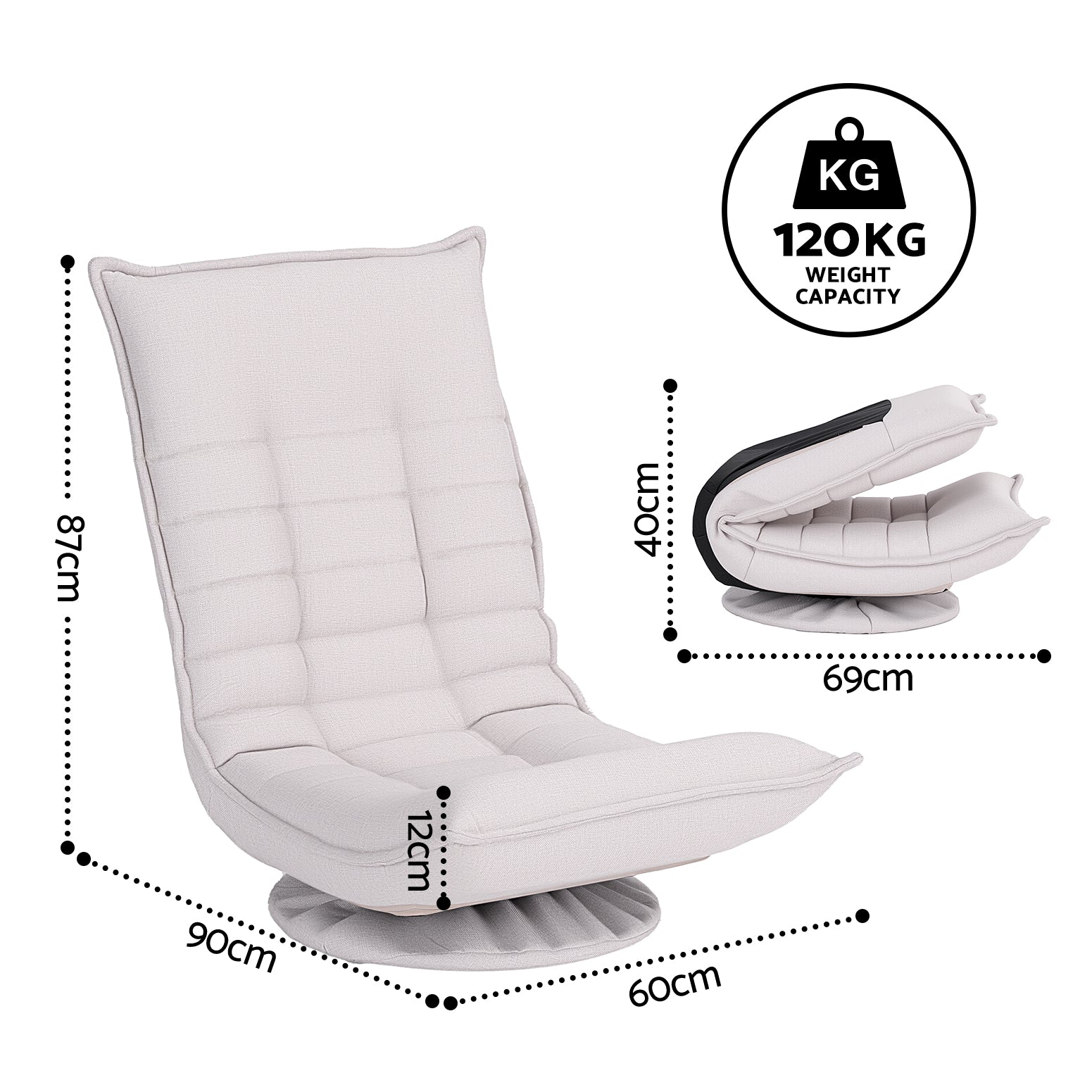 Swivel Floor Chair 5-Position Foldable Lounge | Simpledeals