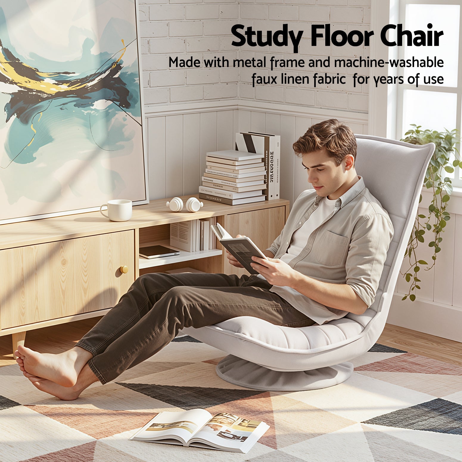 Swivel Floor Chair 5-Position Foldable Lounge | Simpledeals