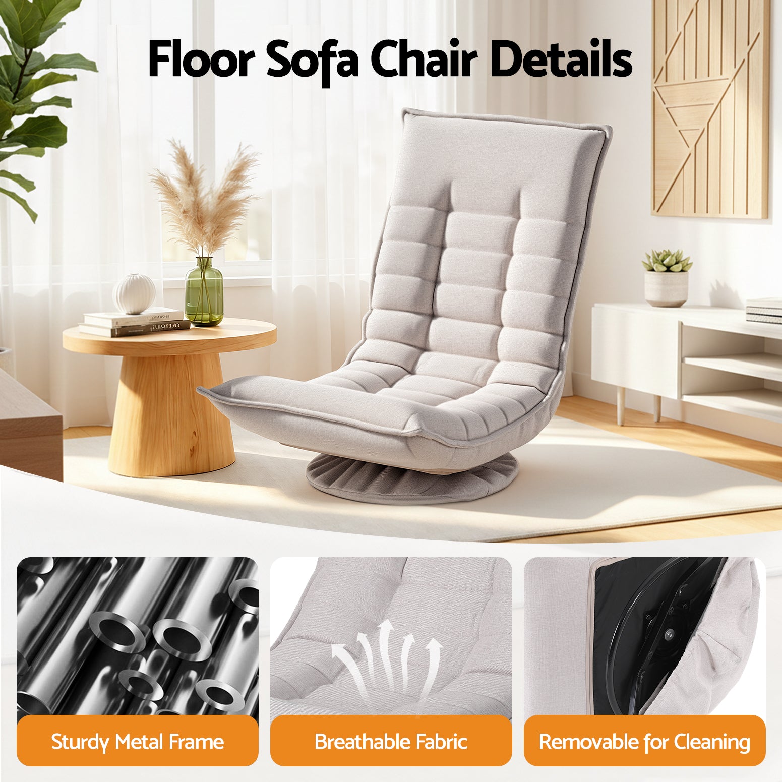 Swivel Floor Chair 5-Position Foldable Lounge | Simpledeals