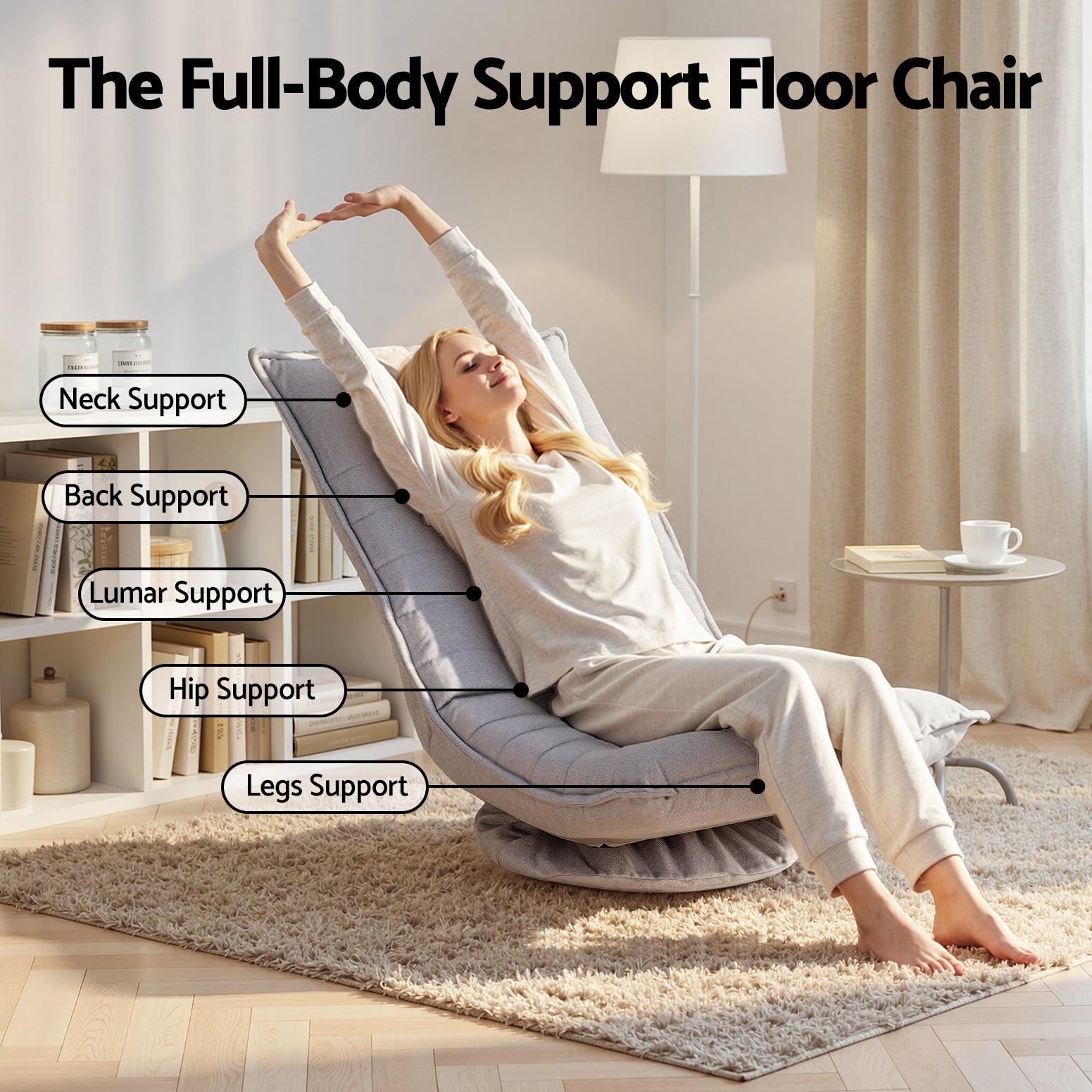 Swivel Floor Chair 5-Position Foldable Lounge | Simpledeals
