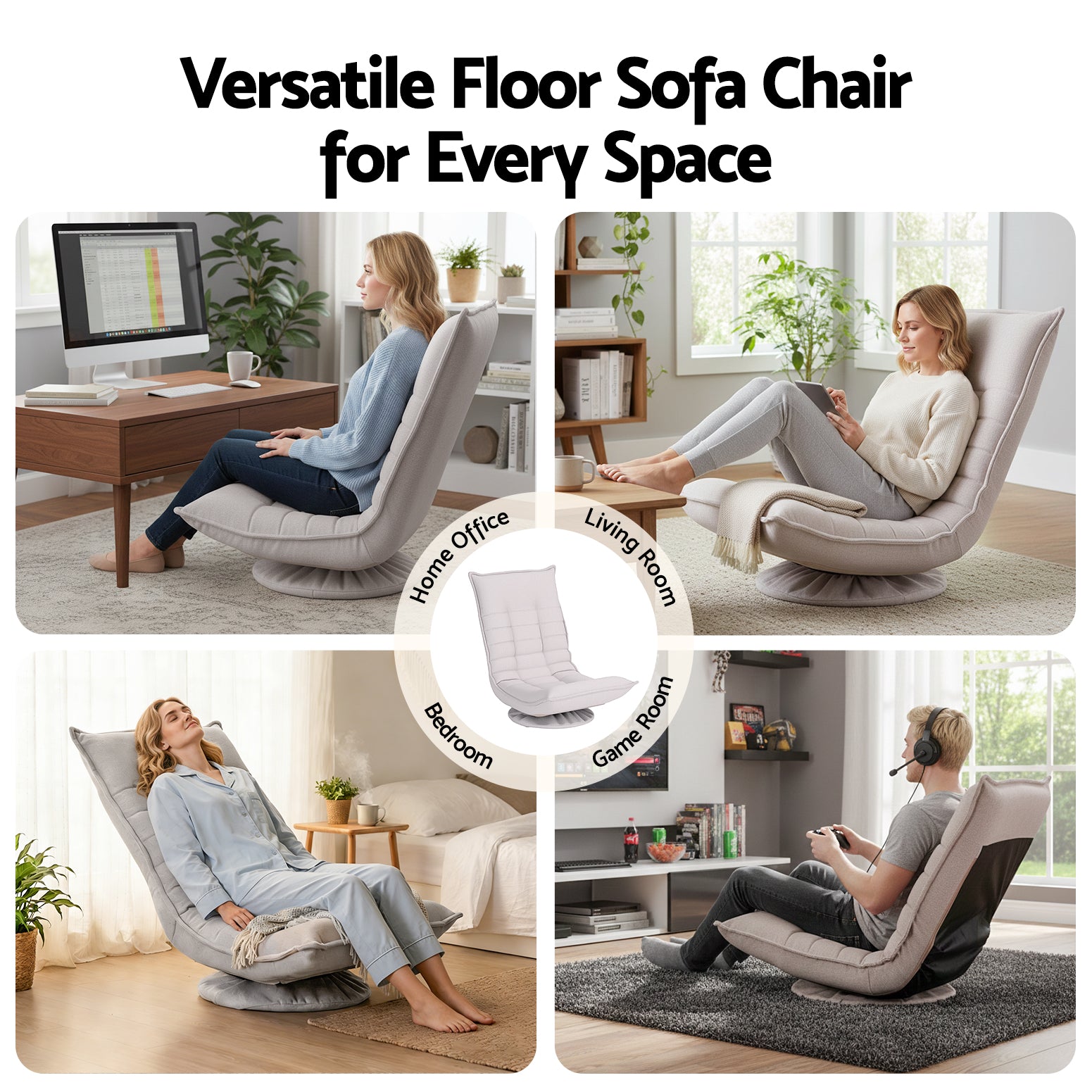 Swivel Floor Chair 5-Position Foldable Lounge | Simpledeals