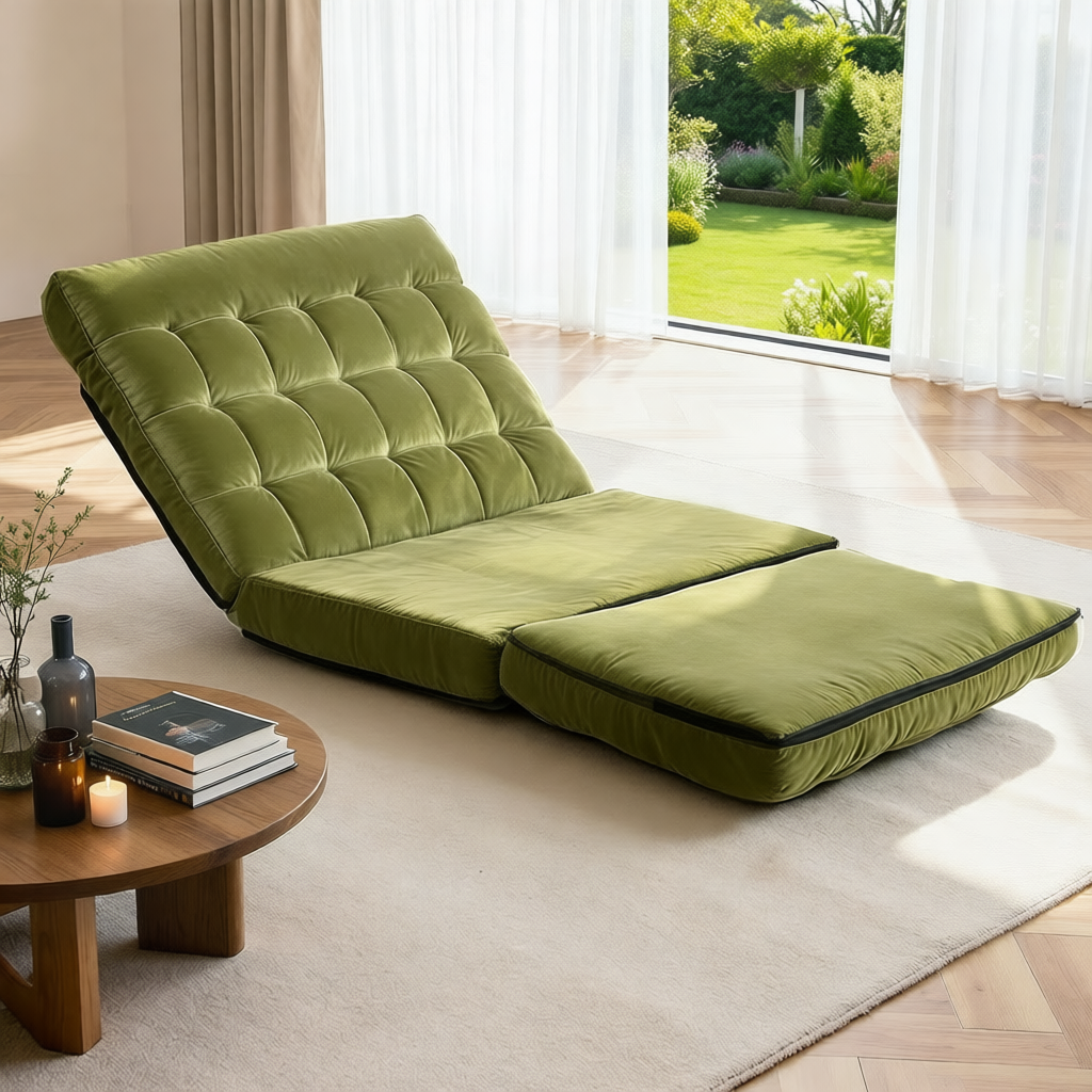 2-Seater Lounge Sofa Bed Green Fabric Modern Comfortable Living Room Chair