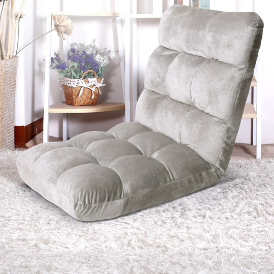 Lounge Sofa Bed Flannel Fabric Grey - Artiss Floor Recliner Futon
