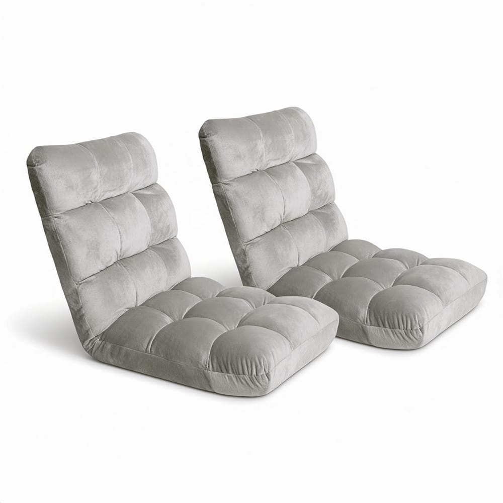 Grey Lounge Sofa Bed Flannel Fabric 96x42x13cm