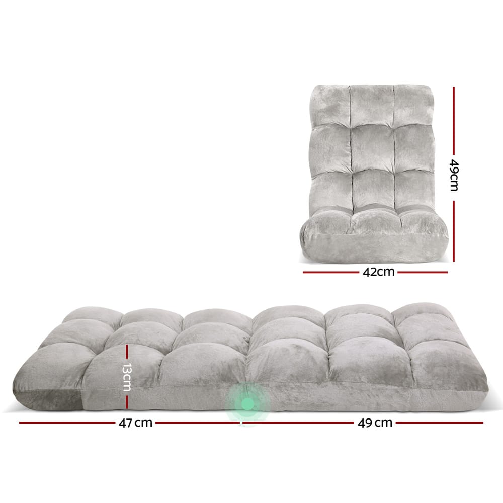 Grey Lounge Sofa Bed Flannel Fabric 96x42x13cm