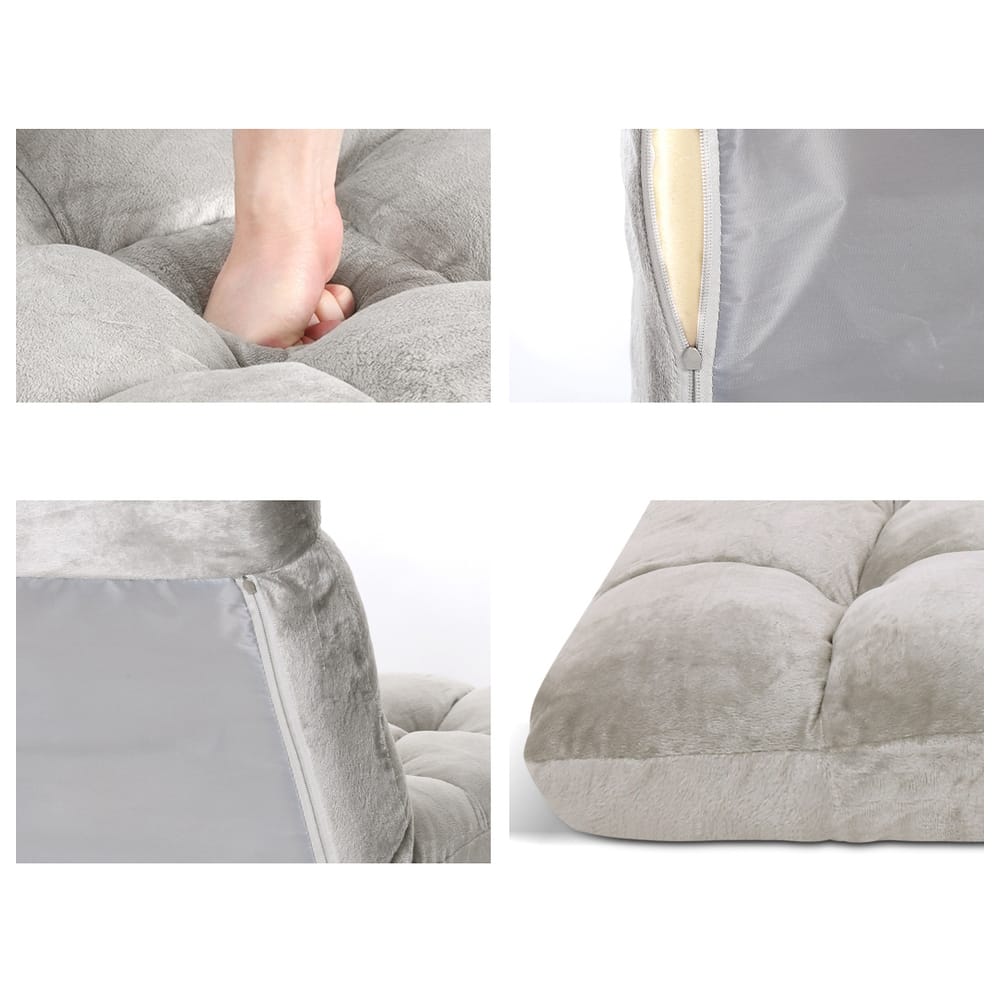 Grey Lounge Sofa Bed Flannel Fabric 96x42x13cm