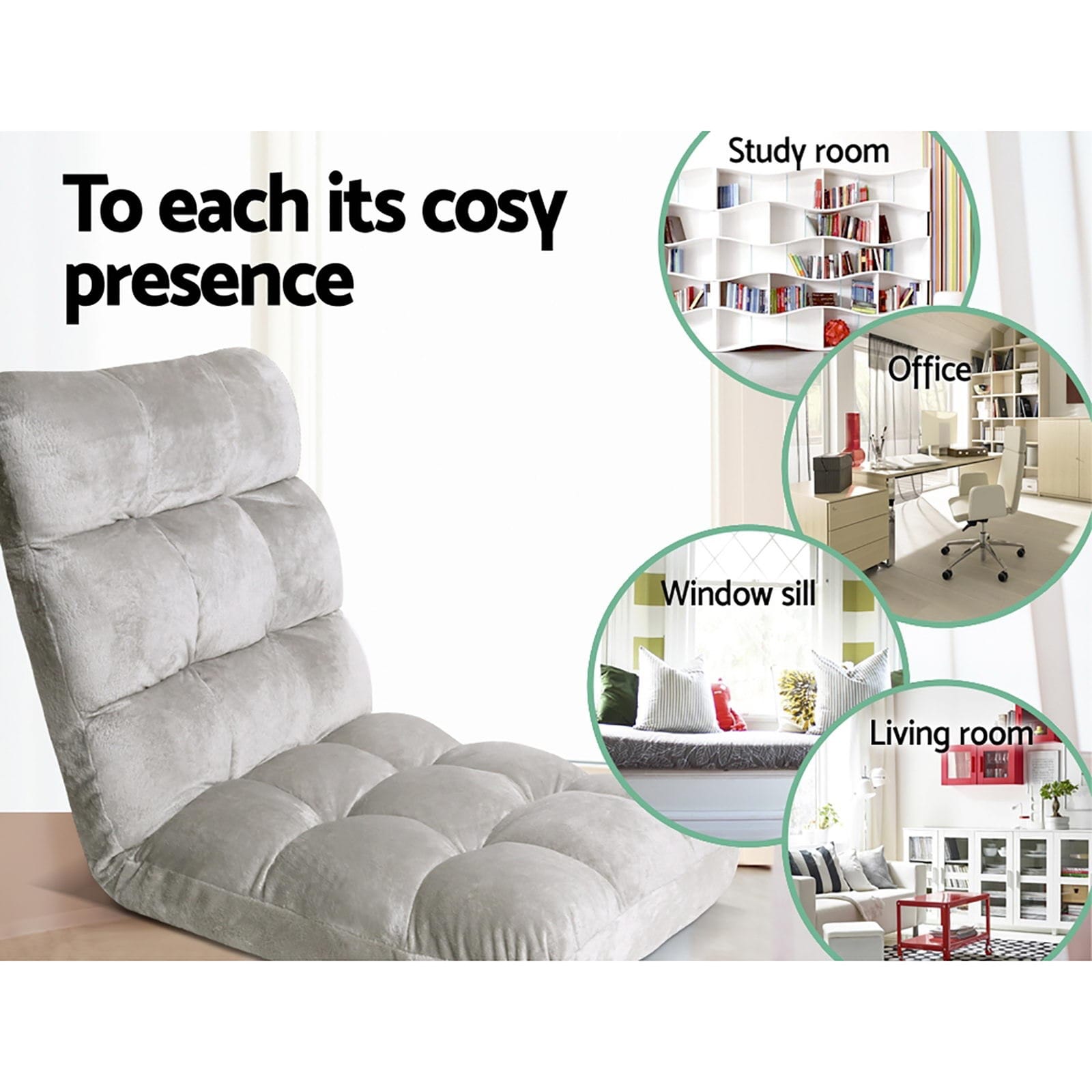 Grey Lounge Sofa Bed Flannel 96x42x13cm